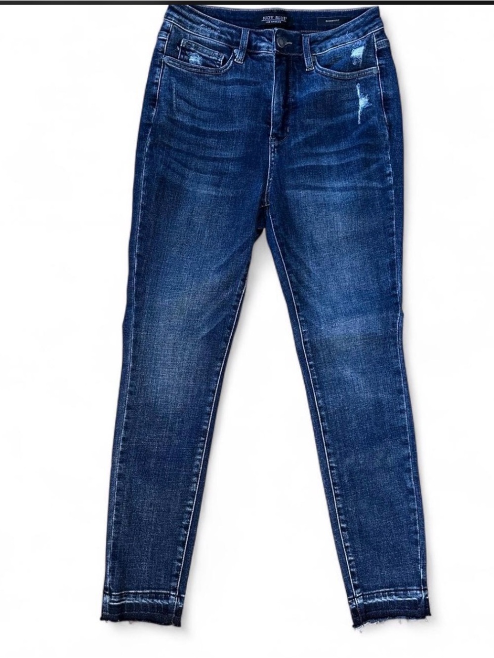 Judy Blue Skinny Tummy Control Dark Jeans Frayed Hem size 7 size 28 Women’s